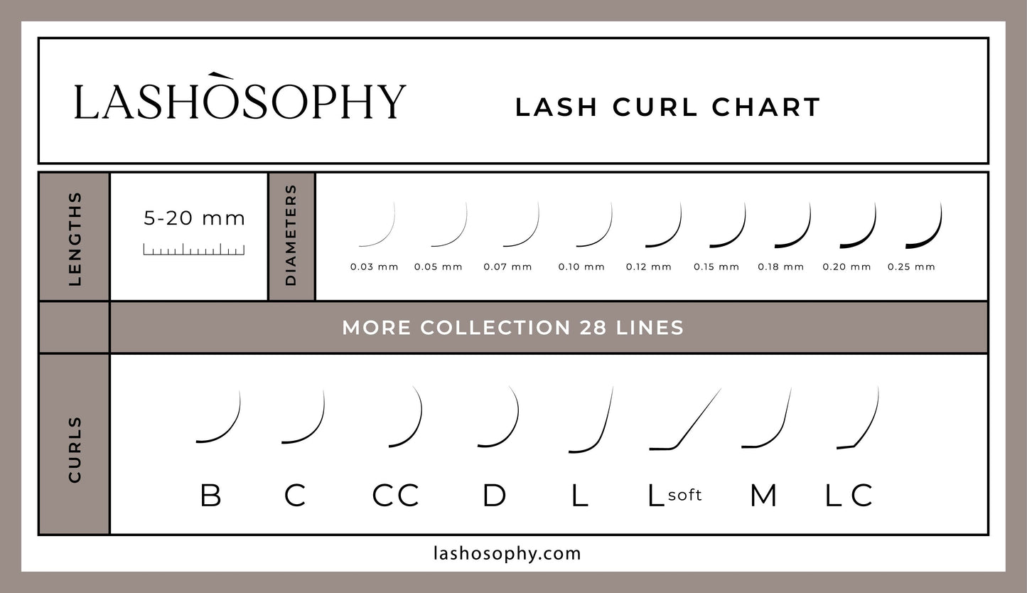 More 28 Lines Brunette False Eyelashes | 0.10 Single-Length Tray