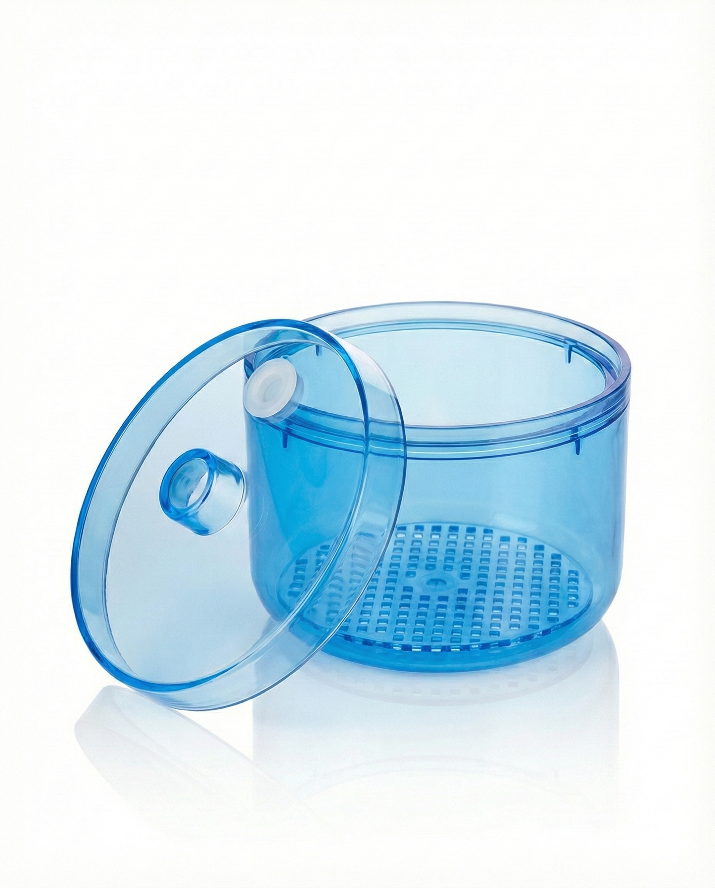 Transparent blue disinfection container for lash tools and silicone lamination shields, professional lash hygiene accessory
