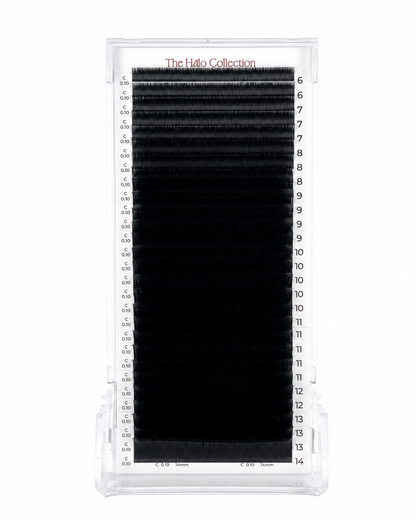 The Hālo Collection 28 Lines Black False Eyelashes| 0.05 Single-Length Tray