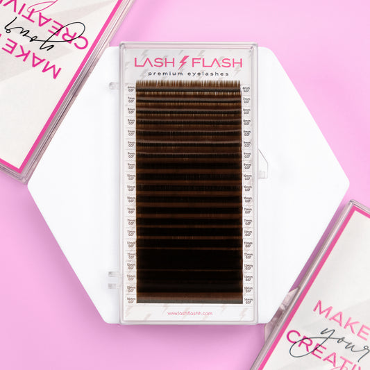 Pecan False Eyelashes | Mixed Length Tray